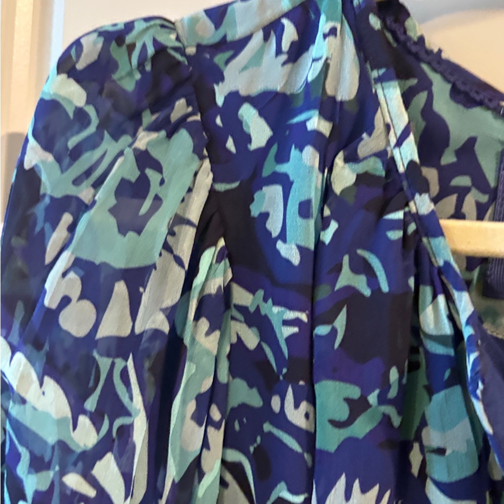Anthropologie Long- Sleeve Somerset Mini Dress Blue Motif Size Large - Picture 7 of 13
